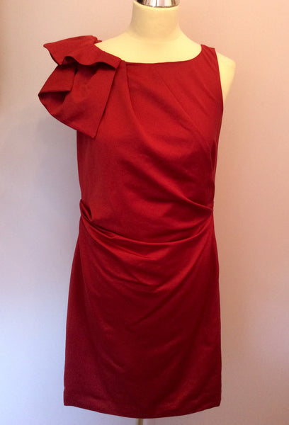 Monsoon Red Pleated Trim Dress Size 10 - Whispers Dress Agency - Womens Dresses - 1