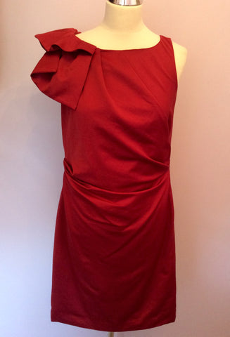 Monsoon Red Pleated Trim Dress Size 10 - Whispers Dress Agency - Womens Dresses - 1