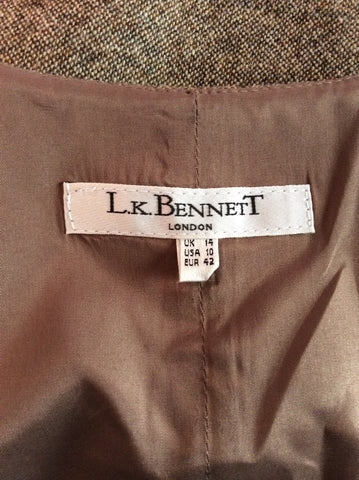 LK Bennett Brown Tweed Wool Tina Dress Size 14 - Whispers Dress Agency - Sold - 6