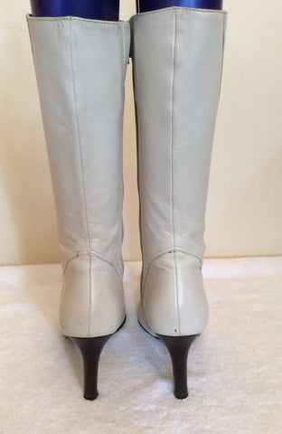 Jane Shilton Ivory Leather Calf Length Boots Size 3.5/36 - Whispers Dress Agency - Womens Boots - 4