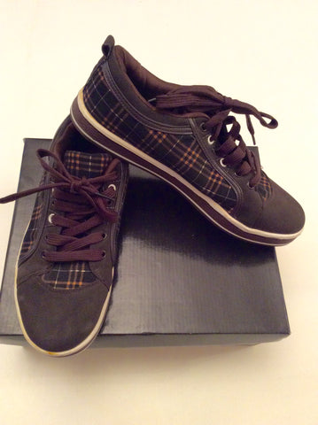 Brand New Dolce & Gabanna Brown Check Lace Up Plimsols Size 7.5/42 - Whispers Dress Agency - Sold - 1
