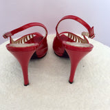 Sergio Rossi Red Patent Leather Slingback Heels Size 6/40 - Whispers Dress Agency - Womens Heels - 3