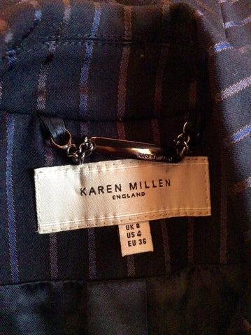 Karen Millen Black Pinstripe Wool Blend Jacket Size 8 - Whispers Dress Agency - Sold - 5