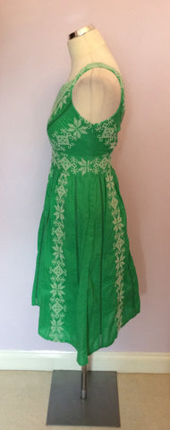 MONSOON GREEN & WHITE EMBROIDERED COTTON DRESS SIZE 8 - Whispers Dress Agency - Sold - 2