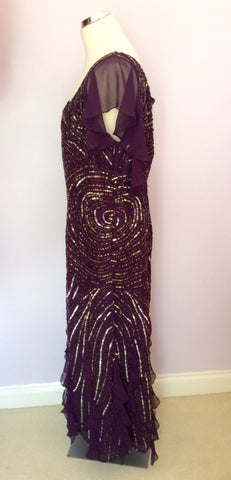 Jacques Vert Dark Purple Beaded & Sequin Dress Size 18 - Whispers Dress Agency - Womens Dresses - 2