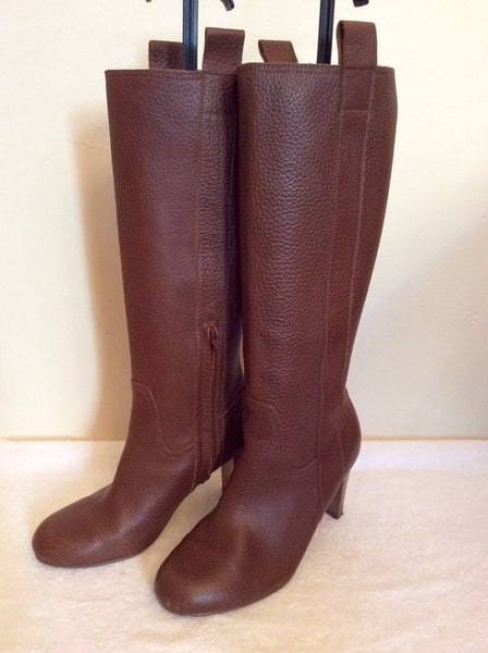 Marks & Spencer Brown Leather Knee Length Boots Size 4/37 - Whispers Dress Agency - Womens Boots - 1