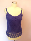 Précis Petite Blue Crocheted Camisole Top & Cardigan Size L - Whispers Dress Agency - Sold - 3