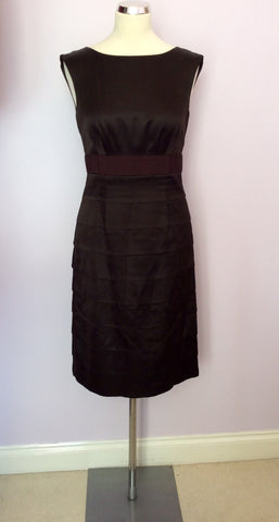 Monsoon Dark Brown Silk & Cotton Tiered Skirt Dress Size 10 - Whispers Dress Agency - Womens Dresses - 1