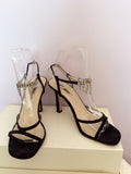 PARADOX LONDON BLACK SATIN DIAMANTÉ TRIM SANDALS SIZE 4/37 - Whispers Dress Agency - Womens Heels - 4