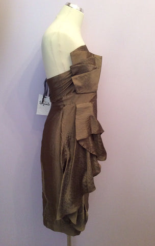 Brand New Per Una Speziale Gold Strappy / Strapless Dress Size 10 - Whispers Dress Agency - Womens Eveningwear - 2