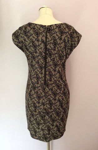 ZARA BLACK & GREY LACE PRINT PENCIL DRESS SIZE L - Whispers Dress Agency - Womens Dresses - 2