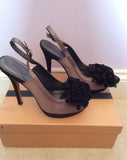 Brand New Paula Soler Brown & Black Satin Slingback Heels Size 4/37 - Whispers Dress Agency - Womens Heels - 3