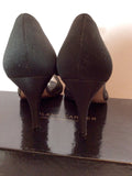 Roland Cartier Black Satin Diamante Bow Trim Peeptoe Heels Size 4.5/37.5 - Whispers Dress Agency - Sold - 4