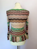 KAREN MILLEN MULTI COLOURED STRIPE FINE KNIT CARDIGAN SIZE 2 UK 10 - Whispers Dress Agency - Womens Knitwear - 2