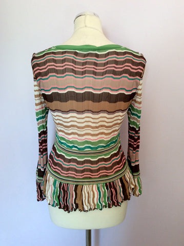 KAREN MILLEN MULTI COLOURED STRIPE FINE KNIT CARDIGAN SIZE 2 UK 10 - Whispers Dress Agency - Womens Knitwear - 2