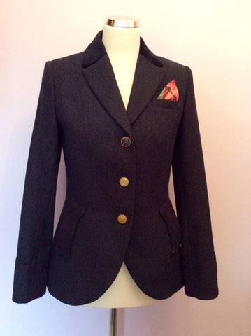 Joules Dark Blue Herringbone Wool Jacket Size 10 - Whispers Dress Agency - Sold - 1