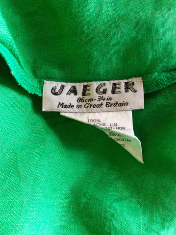 Vintage Jaeger Green Linen V Neck Top Size 34" Approx 10/12 - Whispers Dress Agency - Womens Vintage - 3