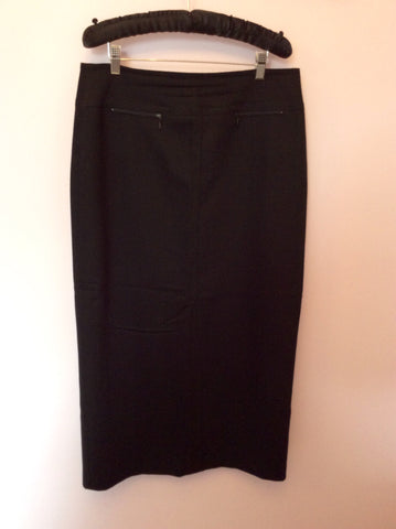 Hobbs Black Wool Long Pencil Skirt Size 14 - Whispers Dress Agency - Womens Skirts - 1
