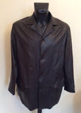 Italian Ruffo Black Supersoft Long Leather Jacket Size 52 UK 42 - Whispers Dress Agency - Sold - 1