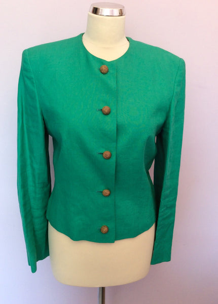 Vintage Jaeger Green Linen Box Jacket Size 10 - Whispers Dress Agency - Womens Vintage - 1