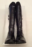 LOTUS BLACK PATENT BUCKLE TRIM KNEE LENGTH BOOTS SIZE 4/37 - Whispers Dress Agency - Womens Boots - 5