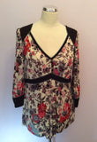 Ghost Silk Multi Coloured Floral Print Top Size L - Whispers Dress Agency - Womens Tops - 1