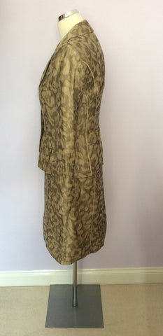 BETTY BARCLAY PALE GOLD & BRONZE PRINT LINEN DRESS & JACKET SUIT SIZE 10 - Whispers Dress Agency - Womens Suits & Tailoring - 3