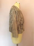 BRAND NEW MINT VELVET GREY SUEDE FRINGED BOX JACKET SIZE 14 - Whispers Dress Agency - Sold - 3
