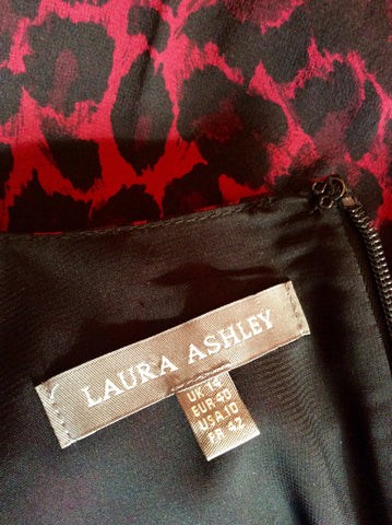 Laura Ashley Claret & Black Print Silk Dress Size 14 - Whispers Dress Agency - Womens Dresses - 3