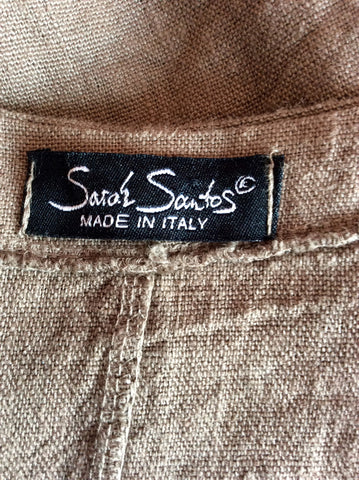 SARAH SANTOS LIGHT BROWN LINEN TUNIC TOP/MINI DRESS SIZE L - Whispers Dress Agency - Womens Tops - 4