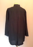 East Dark Blue Embroidered Long Linen Jacket Size 12 - Whispers Dress Agency - Womens Coats & Jackets - 3