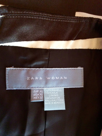 Brand New Zara Woman Brown & Ivory Silk Jacket Size XL - Whispers Dress Agency - Sold - 4