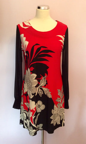 Star By Julien Macdonald Red, White & Black Print Dress Size 12 - Whispers Dress Agency - Sold - 1