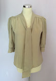 Mulberry Beige Pussy Bow Tie Blouse Size 8 - Whispers Dress Agency - Womens Shirts & Blouses - 2