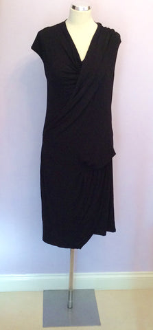 Isabel De Pedro Black Draped Stretch Jersey Dress Size 16 - Whispers Dress Agency - Sold - 1