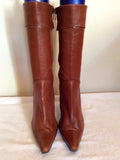 Logo 69 Tan Brown Leather Calf Length Boots Size 5/38 - Whispers Dress Agency - Womens Boots - 3