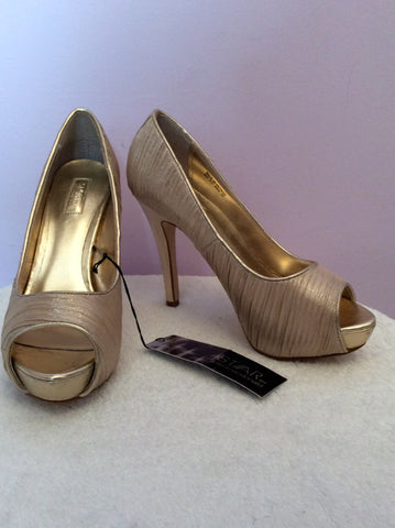 Brand New Julien Macdonald Gold Peeptoe Heels Size 4/37 - Whispers Dress Agency - Sold - 1