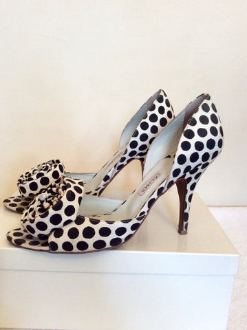 Alima Black & White Spot Canvas Peeptoe Heels Size 7/40 - Whispers Dress Agency - Womens Heels - 2