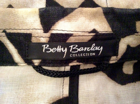 Betty Barclay Collection Black & Light Brown Print Cotton & Linen Jacket Size 8 - Whispers Dress Agency - Womens Coats & Jackets - 4