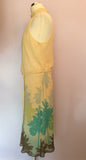 Monsoon Lemon, Green & Brown Palmtree Print Silk Dress Size 16 - Whispers Dress Agency - Sold - 2