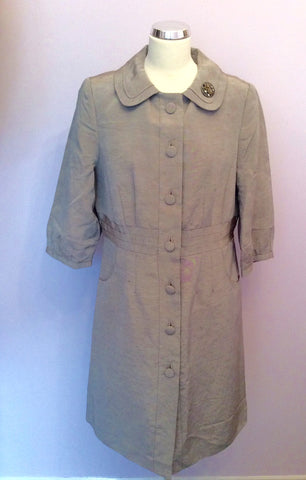 Per Una Grey Linen Blend Occasion Coat Size 14 - Whispers Dress Agency - Womens Coats & Jackets - 1