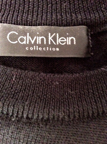 CALVIN KLEIN BLACK WOOL CREW NECK JUMPER SIZE L - Whispers Dress Agency - Mens Knitwear - 2