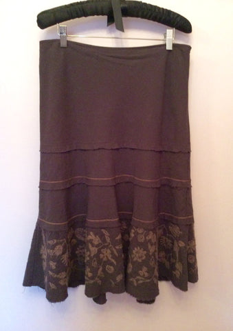 Jigsaw Brown Embroidered Wool Skirt Size 12 - Whispers Dress Agency - Sold - 1