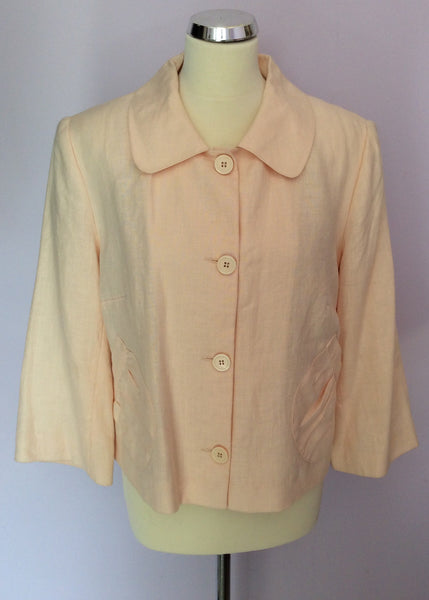 Betty Jackson Pale Peach Linen Jacket Size 14 - Whispers Dress Agency - Womens Coats & Jackets - 1