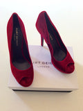 Kurt Geiger Red Velvet Peeptoe Platform Sole High Heels Size 7.5/41 - Whispers Dress Agency - Womens Heels - 2