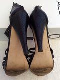 Aldo Black Snakeskin Leather Studded Heel Sandals Size 4/37 - Whispers Dress Agency - Womens Heels - 6