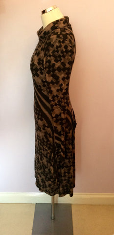 Isabel De Pedro Black & Brown Print Long Sleeve Dress Size 14 - Whispers Dress Agency - Sold - 3