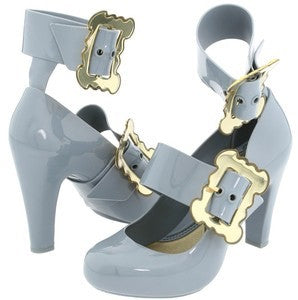 BRAND NEW VIVIENNE WESTWOOD ANGLOMANIA GREY 2 BUCKLE STRAP TEMPTATION HEELS SIZE 6/39 - Whispers Dress Agency - Sold - 1