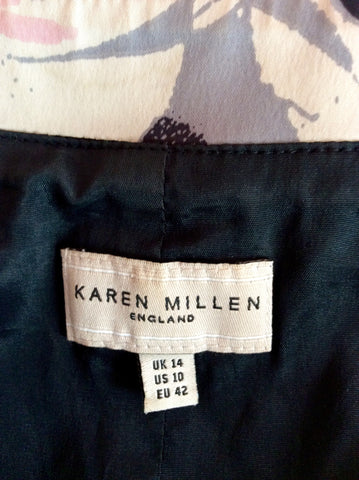 Karen Millen Black & Pink Floral Print V Neck Top Size 14 - Whispers Dress Agency - Womens Tops - 4