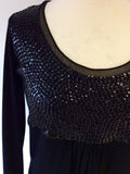 MARELLA BLACK SEQUINNED LONG SLEEVE TOP SIZE L - Whispers Dress Agency - Womens Tops - 2